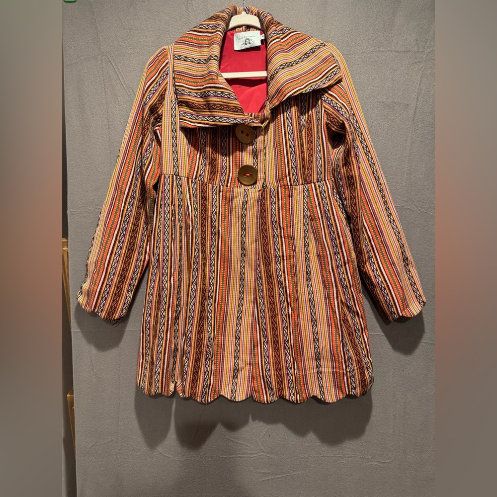 Judith March Multicolor Striped Pea Coat